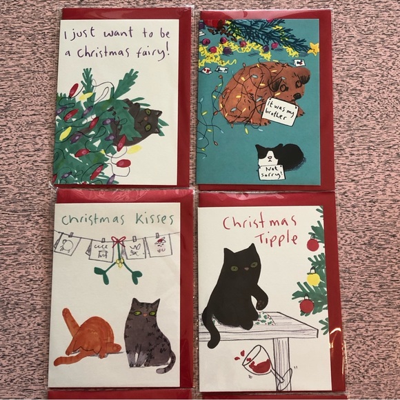 Cheeky Cat Christmas Cards - 8 - with envelopes - Jo Clark Design Christ… - Picture 3 of 12